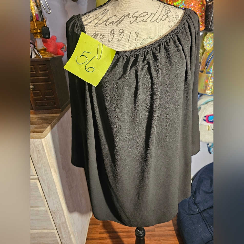 LA Gypsy Black Boho Top Peasant Blouse Plus Size 3x